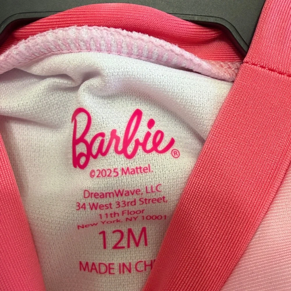 New Pink Barbie 2 Piece Swimsuit Size 12‎ Mo Long Sleeve Eco Friendly Lining